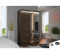 Posuvná skriňa so zrkadlom a LED osvetlením REWENA 120 Choco+Choco
