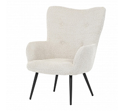 Kreslo "ušák", poťah krémová látka, nohy čierny kov.