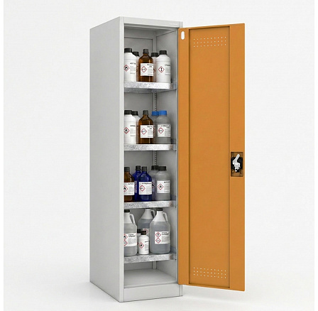 Chemická skriňa na chemikálie BHPX typu stĺpik šedo-žltá: PETER, 500 x 1850 x 400 mm Chemická skriňa na chemikálie BHPX typu stĺpik šedo-žltá: PETER, 500 x 1850 x 400 mm