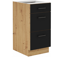 Dolní skříňka MODENA - 40 D 3S BB QUADRO, Dub Artisan/Černý mat+Dub Artisan