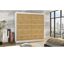 Šatní skriňa BAJA IV 200, Biela/Dub artisan