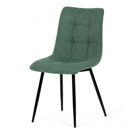 Jedálenská stolička, zelená látka, čierne kovové nohy