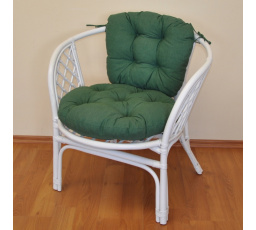 Ratanové kreslo Bahama biely vankúš tmavozelené odlesky