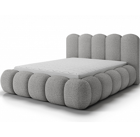 Posteľ Oloroso 140x200 s kovovým rámom a úložným priestorom, sivá bouclé Royal 04 Posteľ Oloroso 140x200 s kovovým rámom a úložným priestorom, sivá bouclé Royal 04