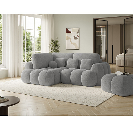 Čalúnený puf Covio, sivý Bouclé Royal 04 85x52 Čalúnený puf Covio, sivý Bouclé Royal 04 85x52