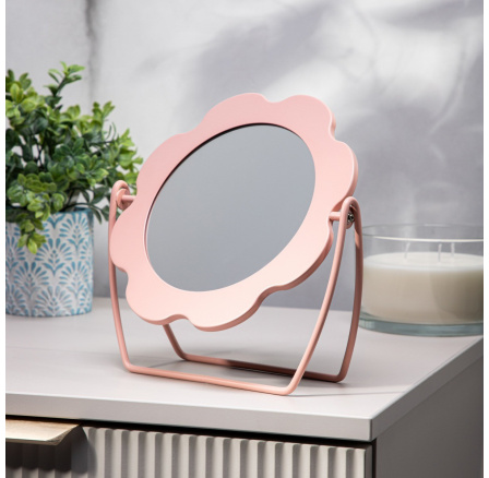 Zrkadielko NERIA s podstavcom ružové 21,3x22,2 cm 735073