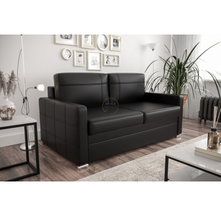 Sofa s funkciou spania AVANTI III 167cm - prírodná koža - čierna koža
