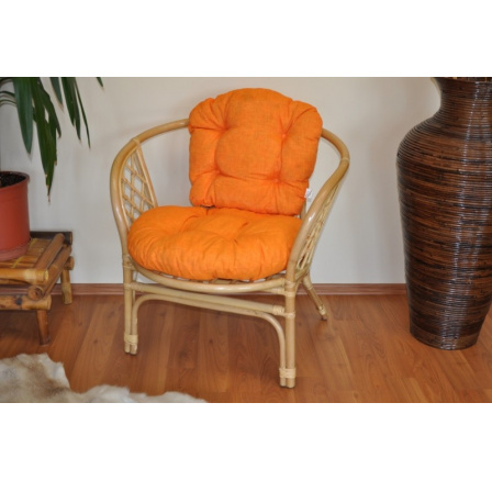 Ratanové kreslo Bahama medový vankúš oranžová zvýraznenia Ratanové kreslo Bahama medový vankúš oranžová zvýraznenia
