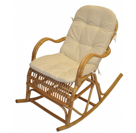 Hojdacie kreslo Klasik medové - poduška béžový melír