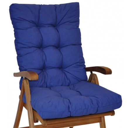 Vankúš pre vysoké záhradné kreslo z teakového dreva - látka tmavomodrá