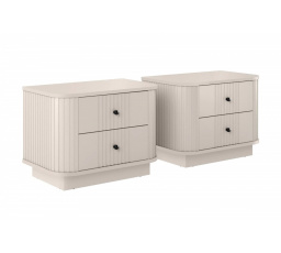 2 x VESPER NOČNÝ STOLÍK 56 2SZ - kašmír mdf / kašmír / čierne úchyty / sokel