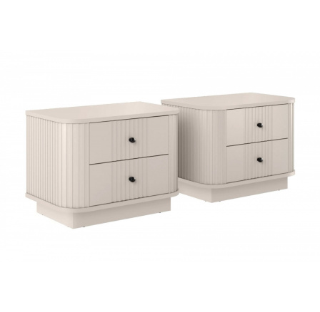 2 x VESPER NOČNÝ STOLÍK 56 2SZ - kašmír mdf / kašmír / čierne úchyty / sokel 2 x VESPER NOČNÝ STOLÍK 56 2SZ - kašmír mdf / kašmír / čierne úchyty / sokel