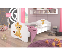Posteľ s matracom a zábranou CASIMO LION 140x70 Biela