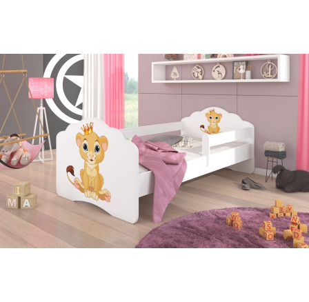 Posteľ s matracom a zábranou CASIMO LION 140x70 Biela Posteľ s matracom a zábranou CASIMO LION 140x70 Biela