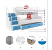 Poschodová posteľ MAX 3 Modrá 120 X 200