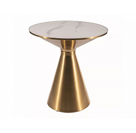 Konferenčný stôl ARIES, Efekt bieleho mramoru/Zlatá