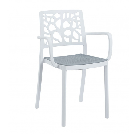 Stolička biela so sivým sedákom K33-FXJG