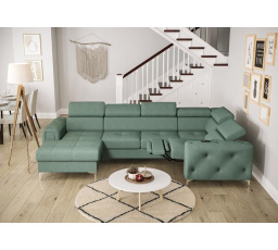 Rohová sedacia súprava ORION MAX III, relax s funkciou spania 165x320x190 cm - morská zelená, pravá