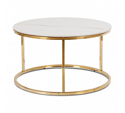 Konferenčný stolík VENICE Biely Mramor/Zlatý
