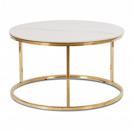 Konferenčný stolík VENICE Biely Mramor/Zlatý