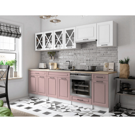 Kuchynská linka Gréta 260/260 biela/ružová MAT Kuchynská linka Gréta 260/260 biela/ružová MAT