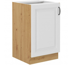 Kuchynská dolná skrinka STIPE 50 ZL 1F BB, Biela/Dub artisan