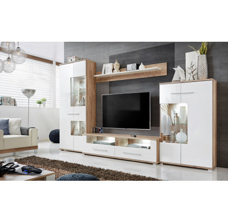 SAALA 3 meblościanka k: dab monument matowy/ f: bialy połysk