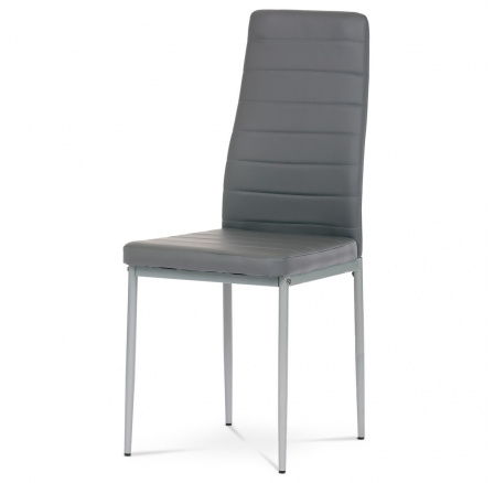 Jedálenská stolička, sivá koženka, sivý kov