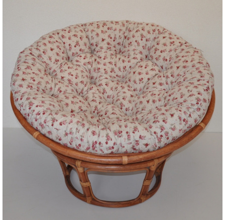 Ratanový papasan 110 cm koňak, motív ruže