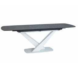 Jedálenský stôl CASSINO II CERAMIC, mramorový efekt/biely mat - 160(220)x90