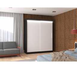 Posuvná skriňa s LED osvetlením LINCOLN 180 Čierna+Biela