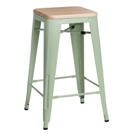 Barová stolička Paris Wood 65cm zelená borovica prírodná
