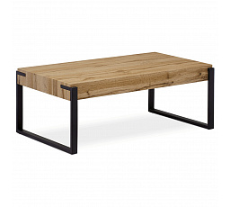Konferenčný stolík 110x60x42 cm, dekor MDF dosky divoký dub, hrúbka 10 cm, kov