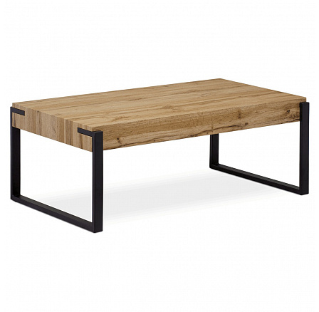 Konferenčný stolík 110x60x42 cm, dekor MDF dosky divoký dub, hrúbka 10 cm, kov