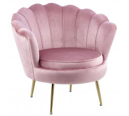 Kreslo velvet ružové /nohy zlaté/ LC-032-1