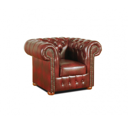 Kreslo Chesterfield Classic 1 koža bordó