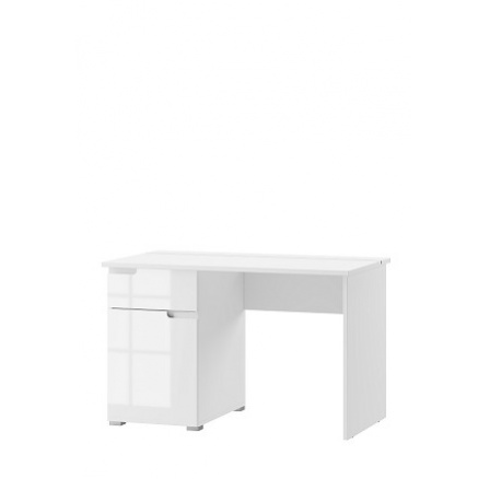 SAMOA 14 (SELENE 14) - písací stôl s 1 dvierkami a 1 zásuvkou - biely mat / biely lesk (SZ) (K150-Z)