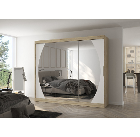 Posuvná skriňa so zrkadlom CAMBE 250 Sonoma+White