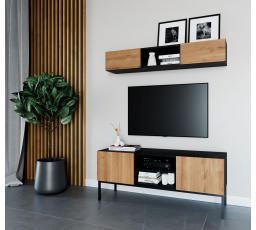 Lanzzi 120 TV skrinka čierna matná čierna matná/dubová Artisan 120x50