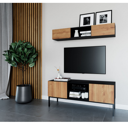 Tv komoda LANZZI 120, Čierny Mat/Dub Artisan