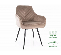 Jedálenská stolička otočná SERVIO VELVET, Tmavo Béžový Bluvel 40/Čierna