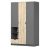 Šatní skriňa 1S3D - JOY II 19, Sivá/Dub Artisan