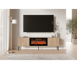 TV komoda DOMI 180 s elektrickým krbom, dub Cremona