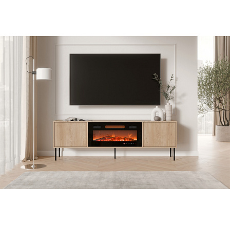 TV komoda DOMI 180 s elektrickým krbom, dub Cremona