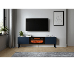 TV komoda RAFAEL 200 EF s elektrickým krbom, indigo