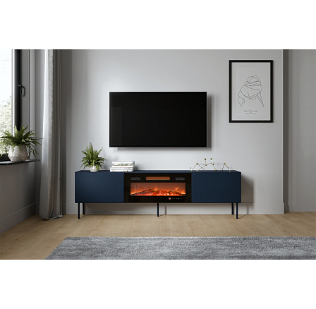 TV komoda RAFAEL 200 EF s elektrickým krbom, indigo