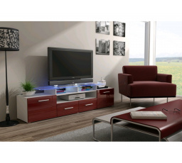 TV komoda EVORA WHITE - bordová