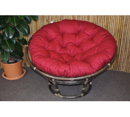 Ratanový papasan 110 cm hnedý vankúš bordový