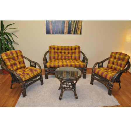 Ratanová sedacia súprava Rio De Janeiro hnedá polodvojitá kocka okrová