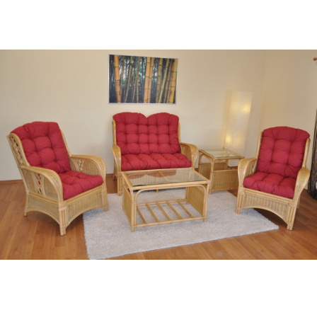 Ratanová sedacia súprava Oliver honey, bordová výplň